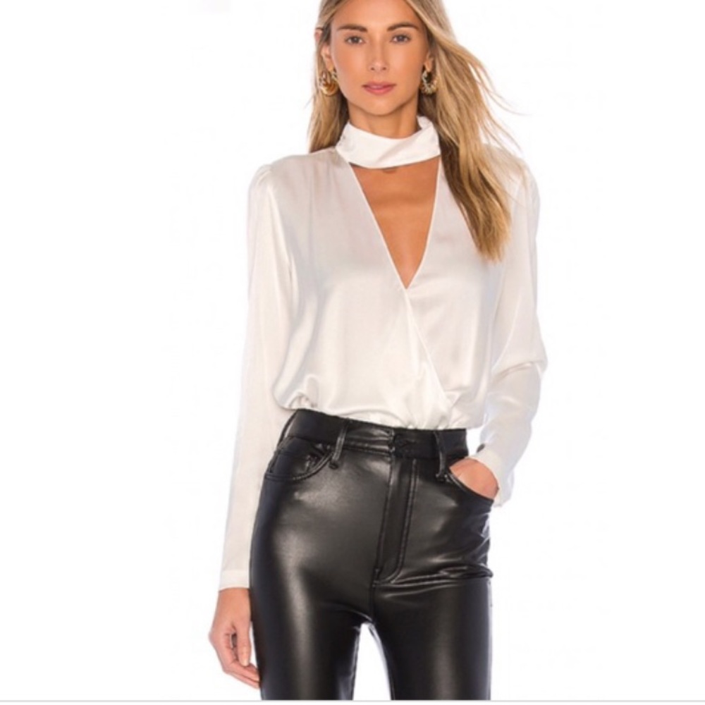 A.L.C. Raquel Cutout Silk Blend Choker Top